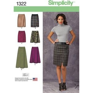 Simplicity Pattern 1322 Mock Wrap Skirt Size 16-24‎ Multi-Length Slim Flared